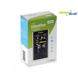 Stacja pogody bezprzewodowa GreenBlue GB520 DCF, ciśnienie, fazy księżyca, ładowarka USB, czarna-185095