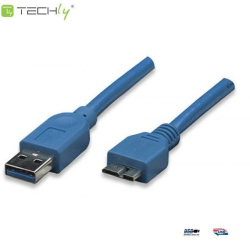 Kabel USB Techly USB 3.0 A-MicroB M/M 2m, niebieski