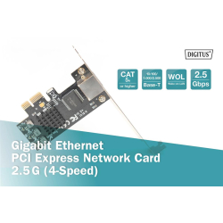 Karta sieciowa DIGITUS przewodowa PCI Express 1x RJ45 2.5 Gigabit Ethernet 10/100/1000/2500Mbps-219502