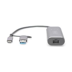 Karta sieciowa DIGITUS przewodowa USB 3.1 Typ C + USB A do 1x RJ45 2.5 Gigabit Ethernet 10/100/1000/2500Mbps-219524