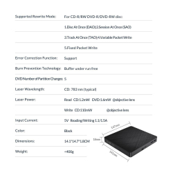 Napęd DVD-RW Orico XD010-BK-BP zewnętrzny, porty USB-A i czytnik kart-266773